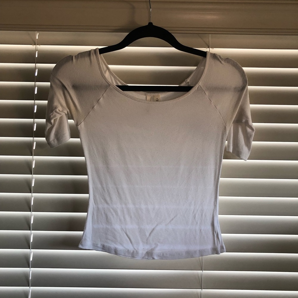 Frenchi Nordstrom White Scoop Neck Raglan Crop Tee Small